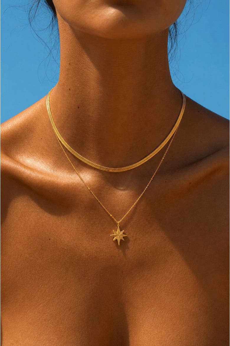 North Star Layered Necklace, Alternate, color, Gold