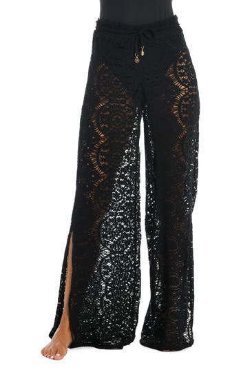 Sunshine 79 Open Stitch Cover-up Beach Pants In Black
