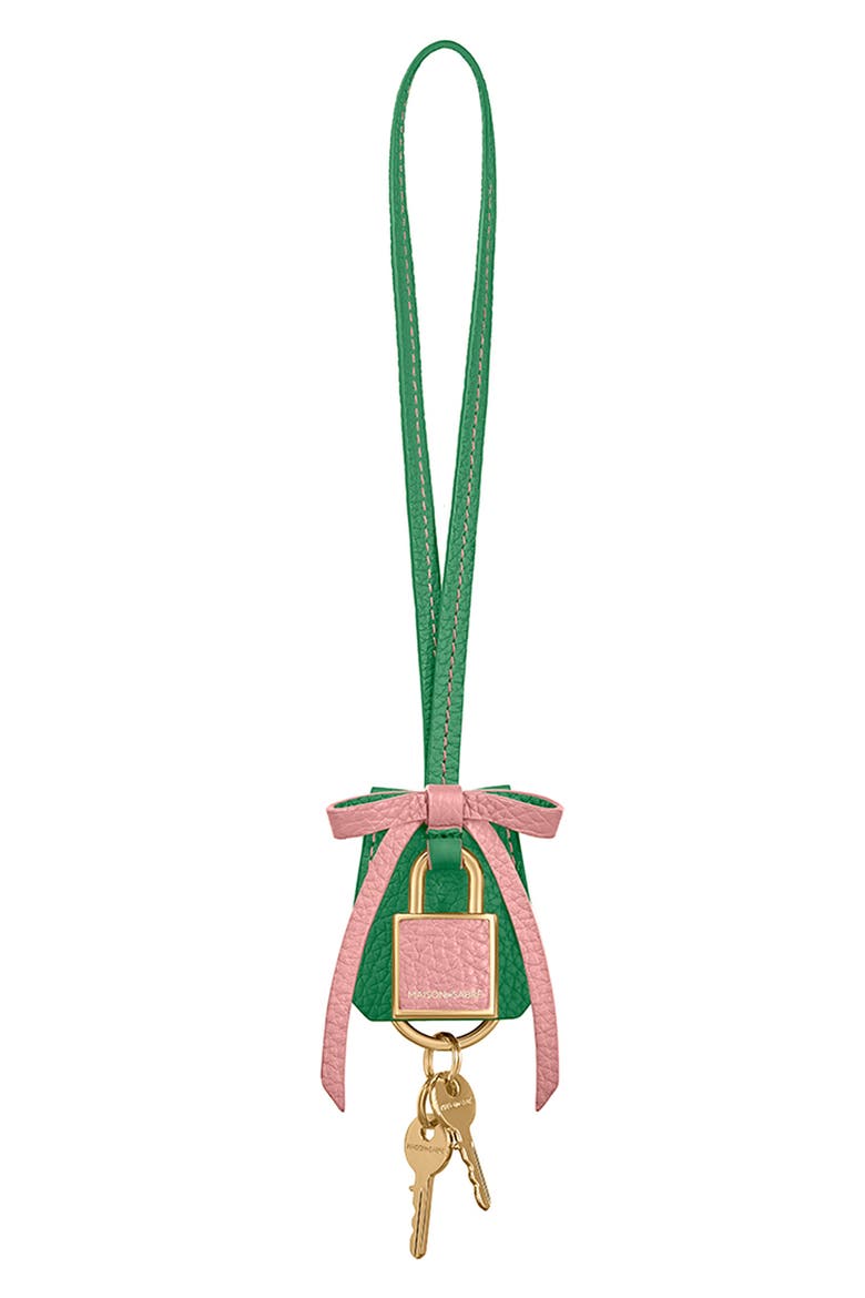 The Bow Padlock Charm, Main, color, Emerald Lily