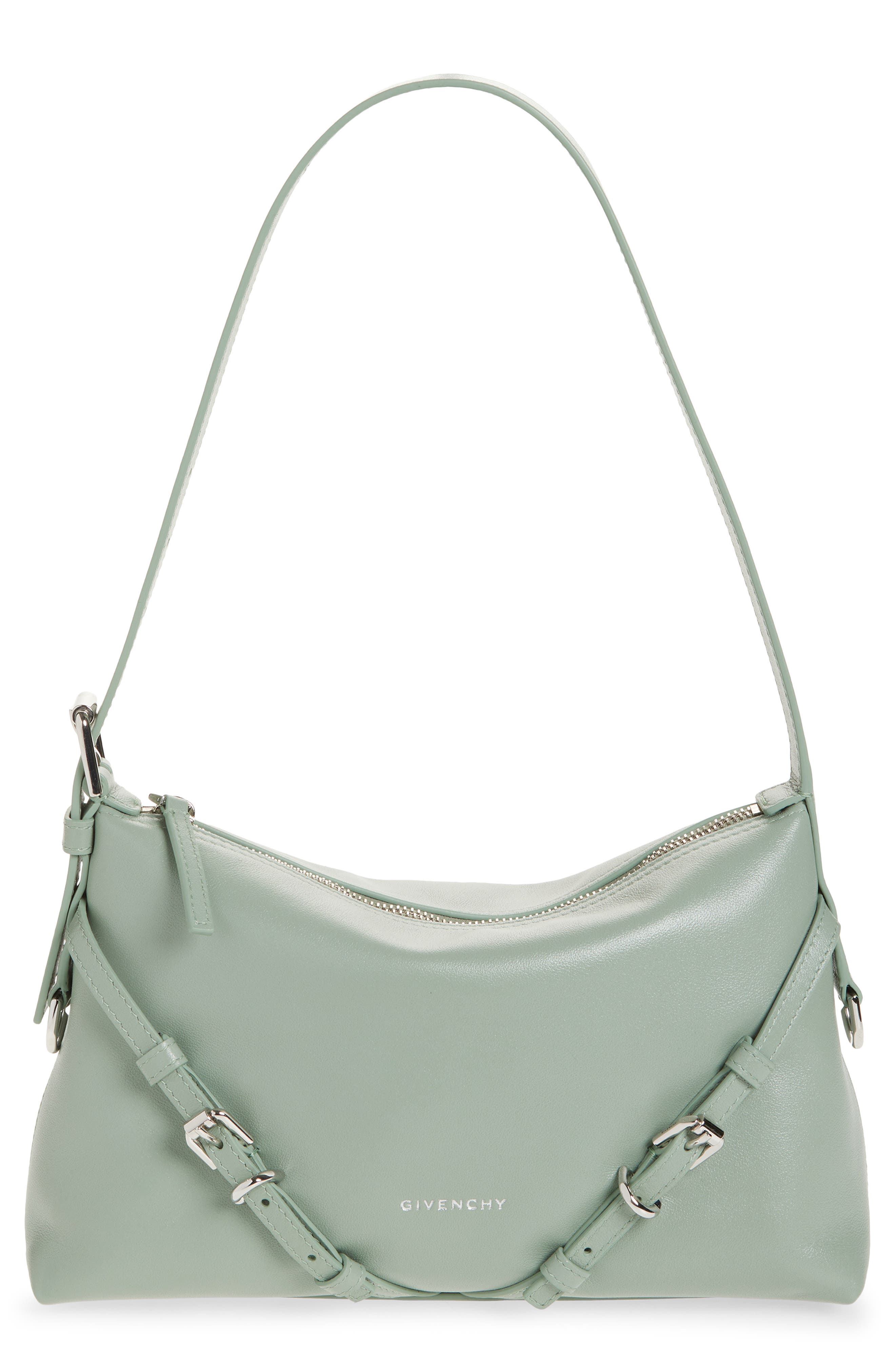 Givenchy Mini Voyou Leather Shoulder Bag, Main, color, 325-Greyish Green