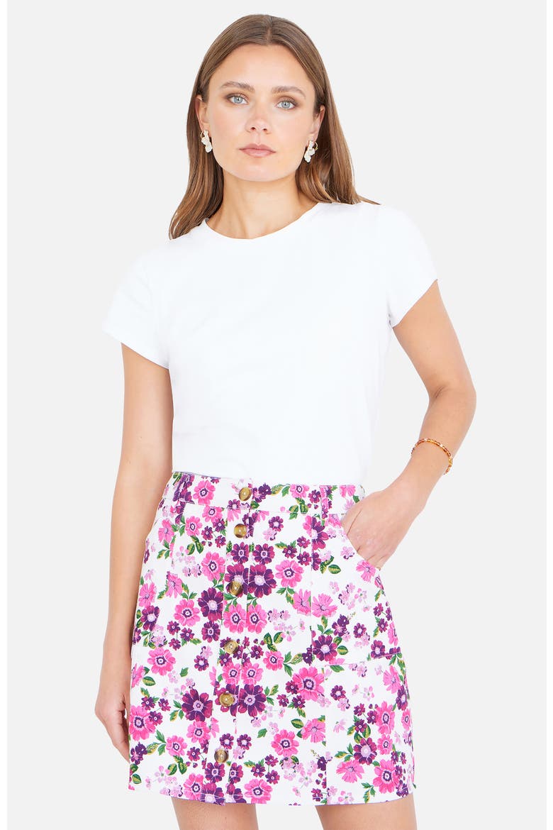 Cotton Stretch Button-Up Mini Skirt, Alternate, color, Pink