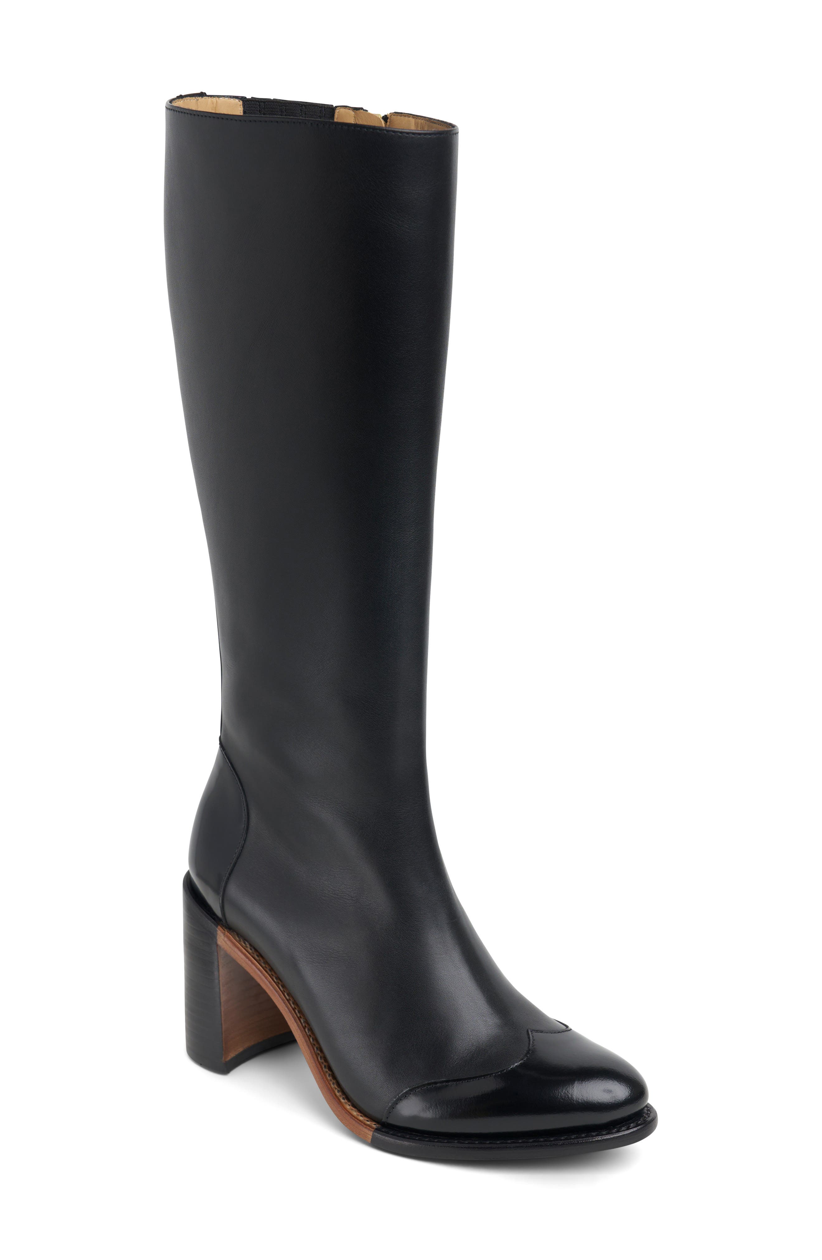 The Office of Angela Scott Ms. Sylvie Knee High Boot, Main, color, Black On Black