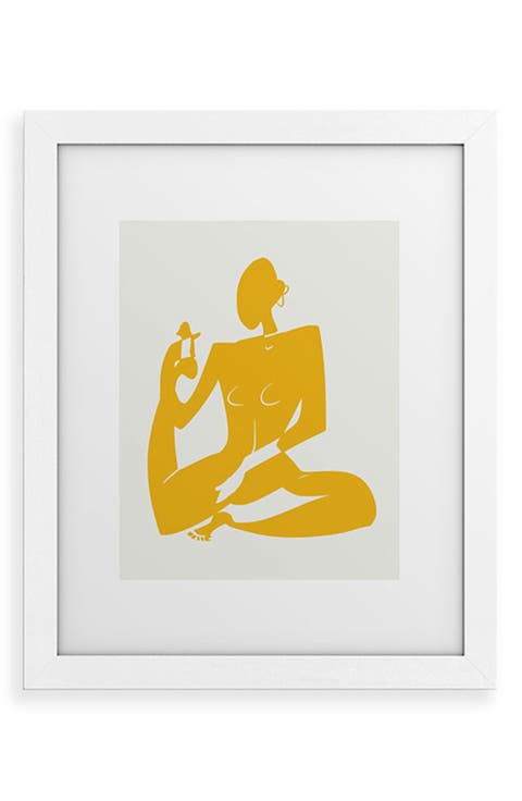 Yoga Nude in Yellow Framed Wall Art