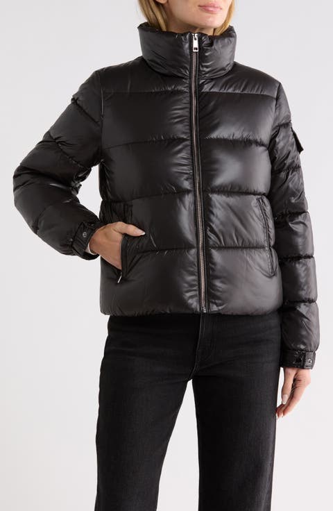 Funnel Neck Short Puffer Jacket