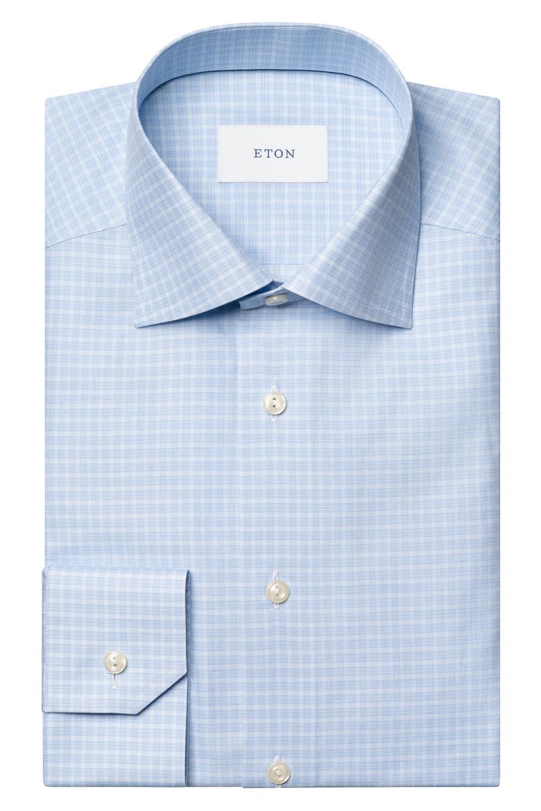 Contemporary Fit Check Fine Cotton Twill Dress Shirt, Alternate, color, DARK BLUE