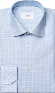 Eton Contemporary Fit Check Fine Cotton Twill Dress Shirt