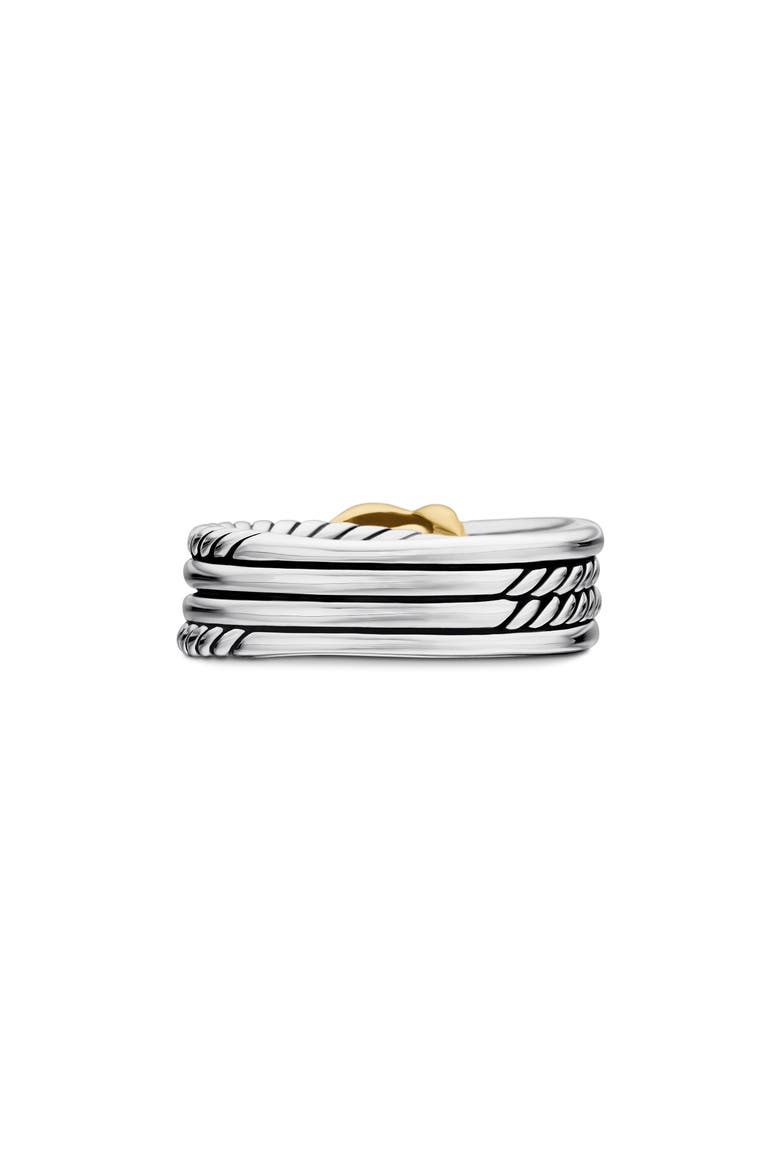 X Crossover Band Ring in Sterling Silver with 18K Yellow Gold, 6mm, Alternate, color, TWO TONE
