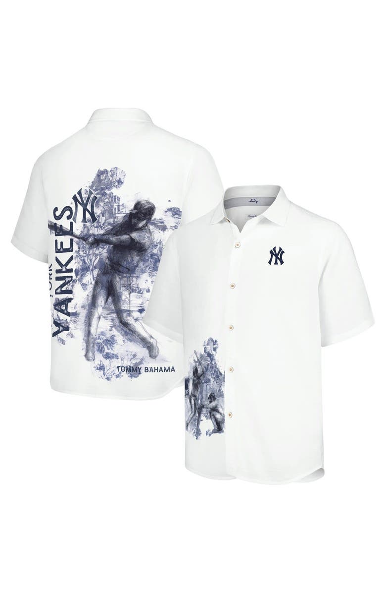 Tommy Bahama Men's Tommy Bahama White New York Yankees Veracruz Ace Islanders Button-Up Shirt, Alternate, color, White