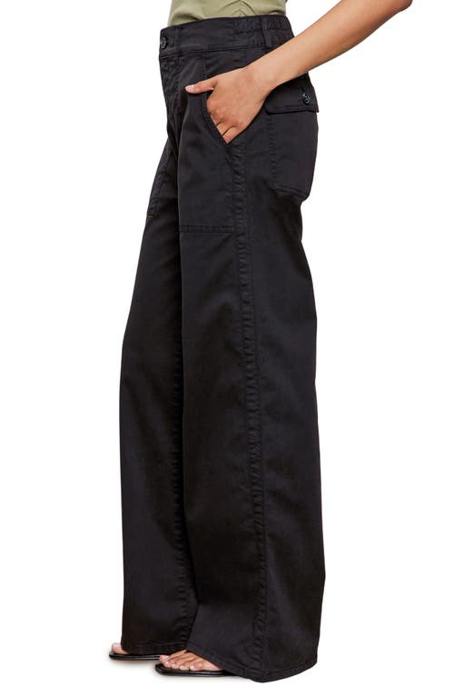 Sanctuary Soft Marine High Waist Wide Leg Crop Cotton Pants In Black