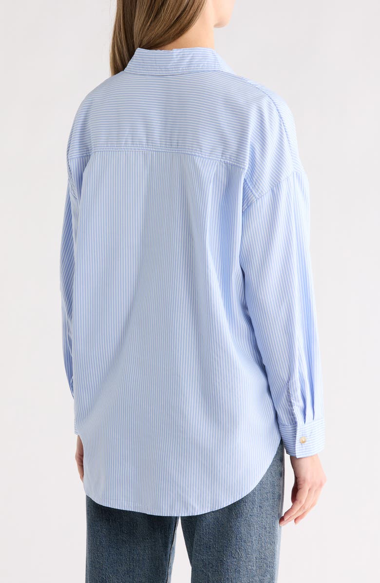 Blu Pepper Oversize Stripe Button-Up Shirt, Alternate, color, Blue