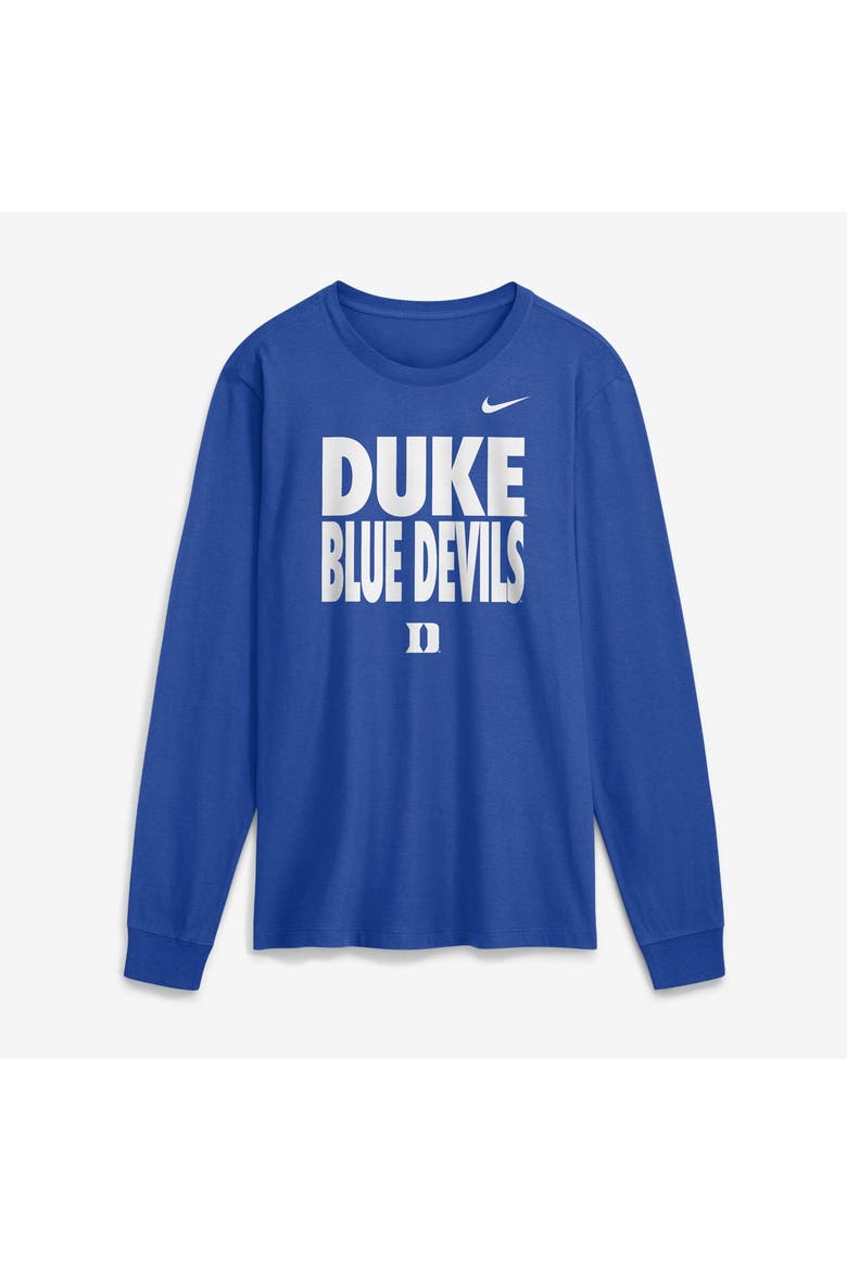 Men's Nike  Royal Duke Blue Devils 2026 Sideline Slogan Dri-FIT Long Sleeve T-Shirt, Main, color, Royal