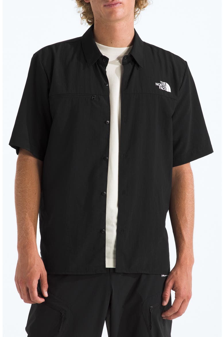 Packable Short-Sleeve Button-Up Shirt, Main, color, TNF BLACK