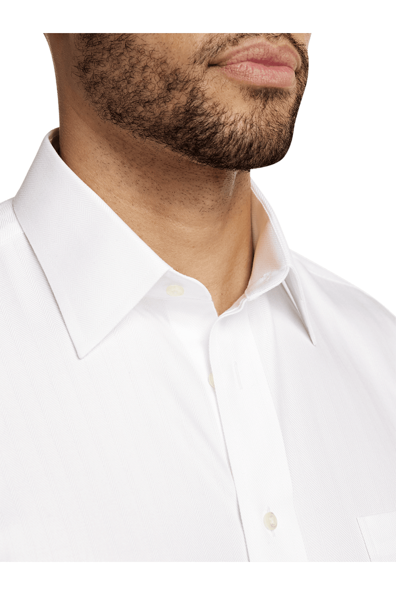 Non-iron Cotton Herringbone Point Collar Dress Shirt, Alternate, color, White