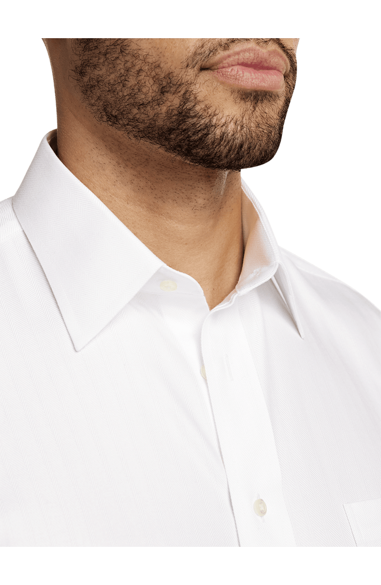 Paul Fredrick Non-iron Cotton Herringbone Point Collar Dress Shirt, Alternate, color, White