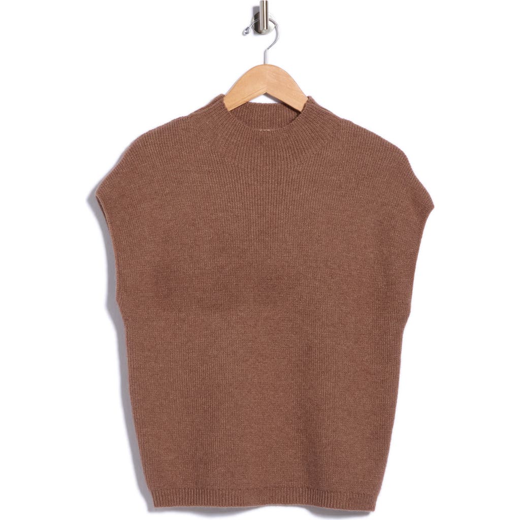 Cyrus Cap Sleeve Mock Neck Sweater In Blue