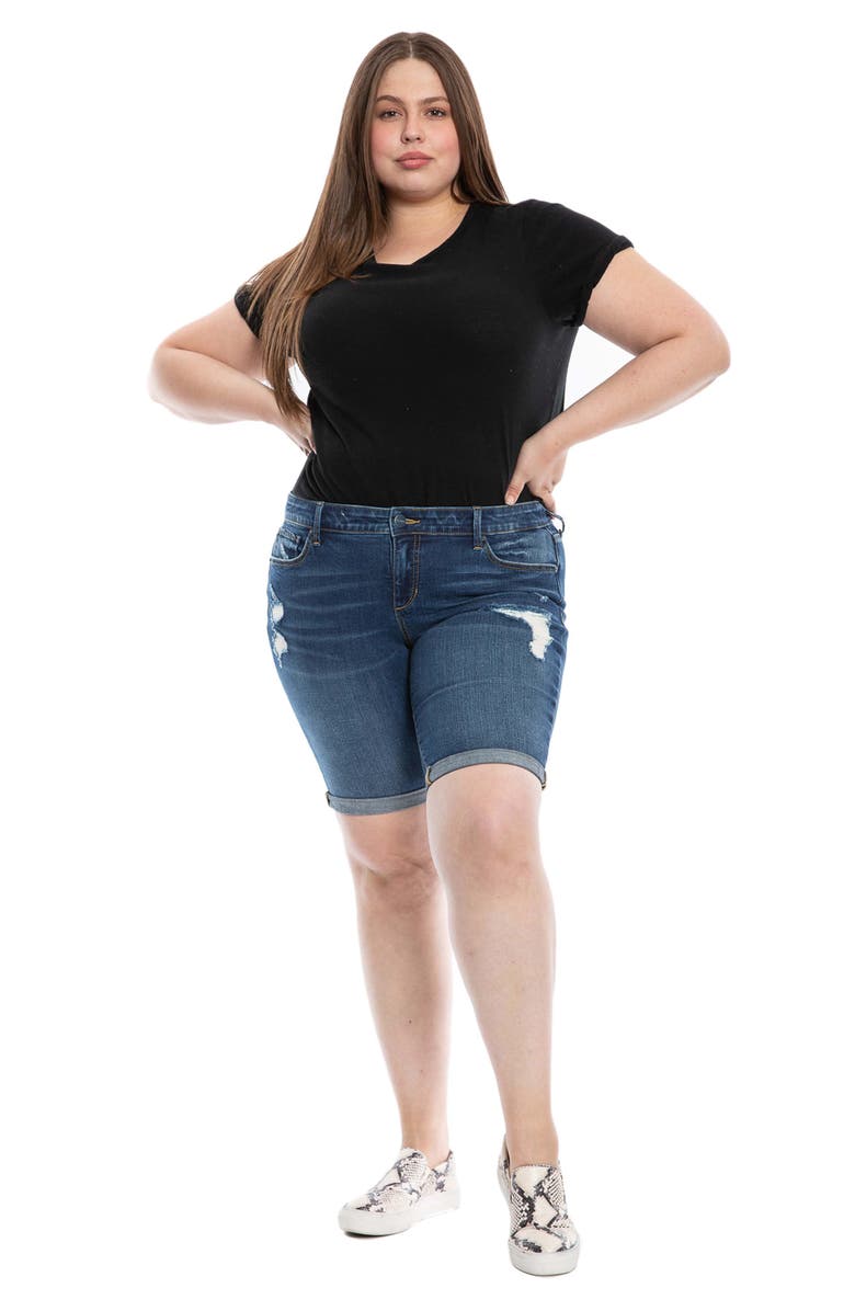 SLINK Jeans Distressed Bermuda Denim Shorts, Alternate, color, Teresa