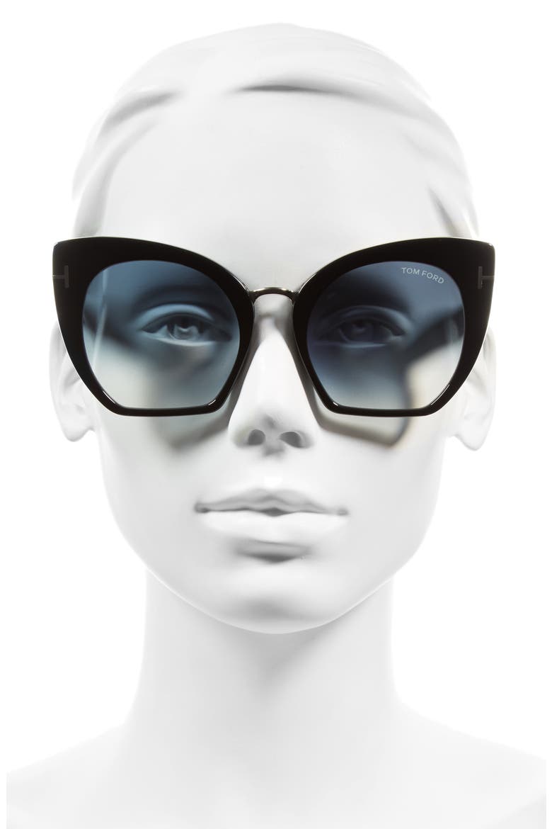 Samantha 55mm Sunglasses, Alternate, color, SHINY BLACK/ GRADIENT BLUE