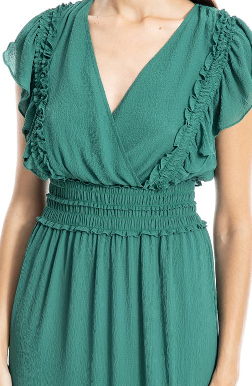 MAX STUDIO MAX STUDIO PEBBLE CREPE FLUTTER SLEEVE MAXI DRESS 