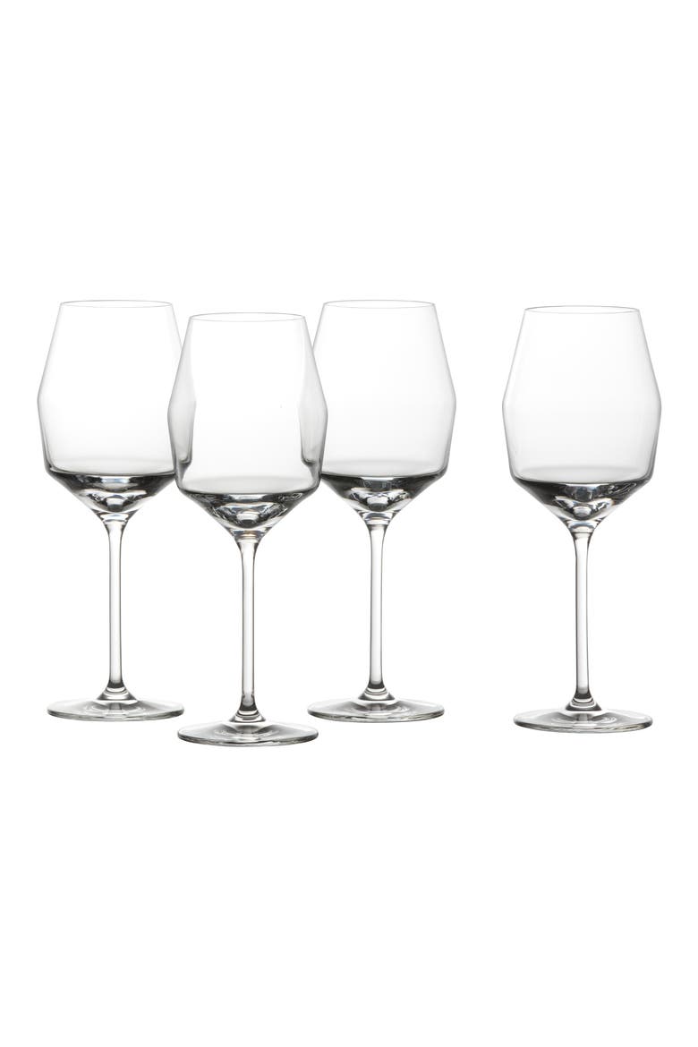 Gigi Set of 4 White Wine Glasses, Alternate, color, CLEAR