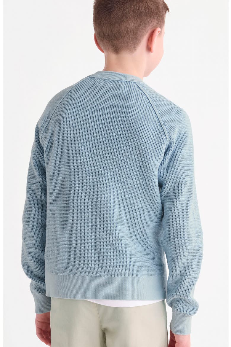 Kids' Raglan Sleeve Cotton Waffle Sweater, Alternate, color, DEL MAR BLUE