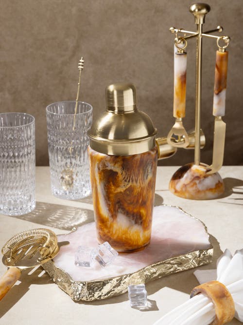 Gauri Kohli Kampai Cocktail Shaker In Brown