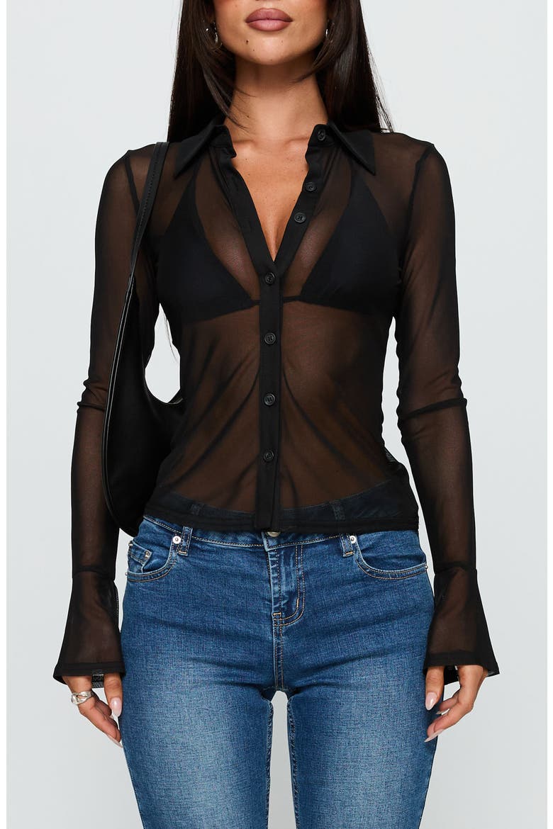 Two of Us Sheer Long Sleeve Shirt (Women) | Nordstrom