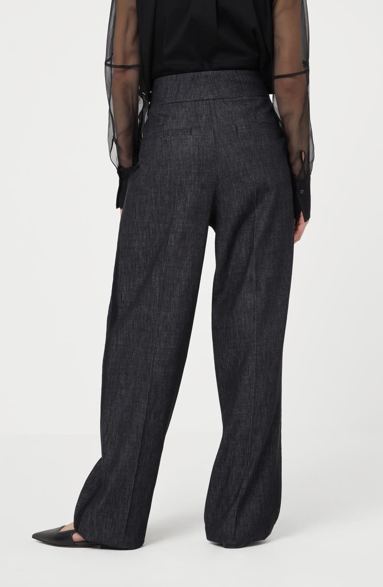 Brunello Cucinelli Cotton denim-effect twill loose tuxedo trousers, Alternate, color, 