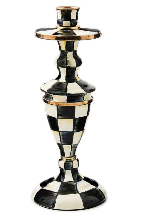 Courtly Check Medium Enameled Steel Candleholder