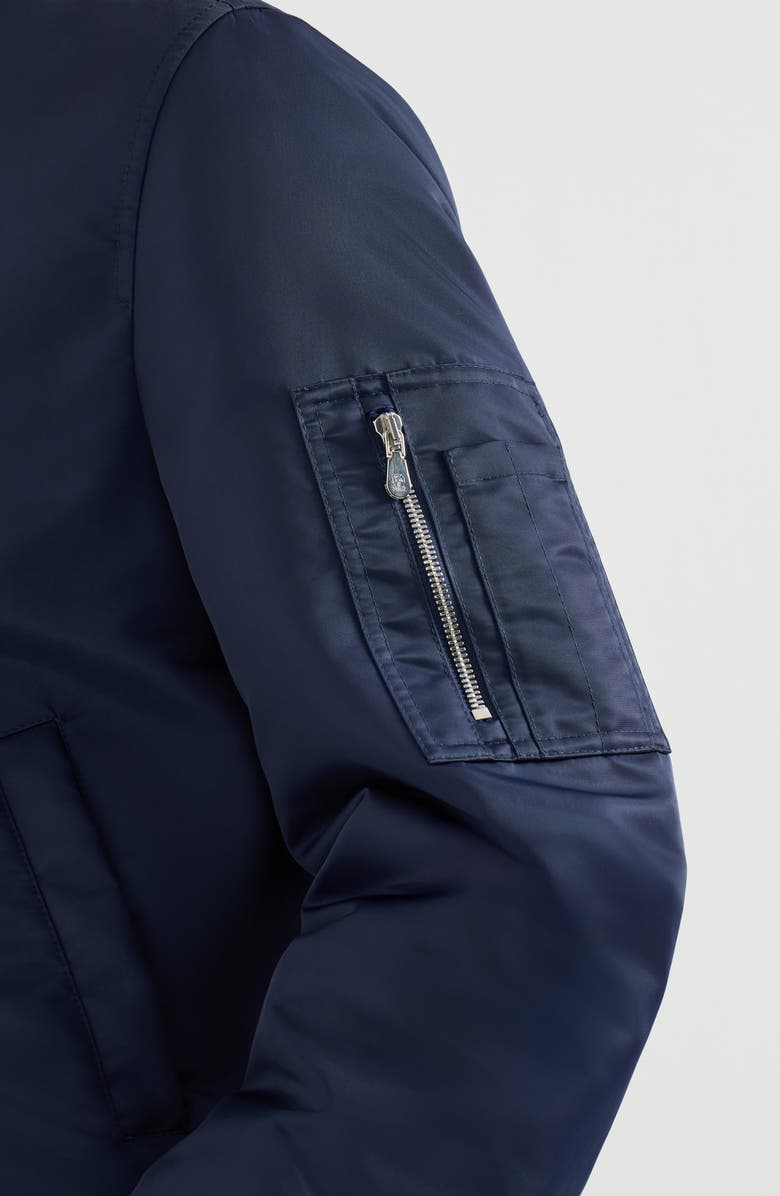 Brunello Cucinelli Water-resistant techno satin bomber jacket with Thermore<sup>®</sup> padding, Alternate, color, Navy Blue