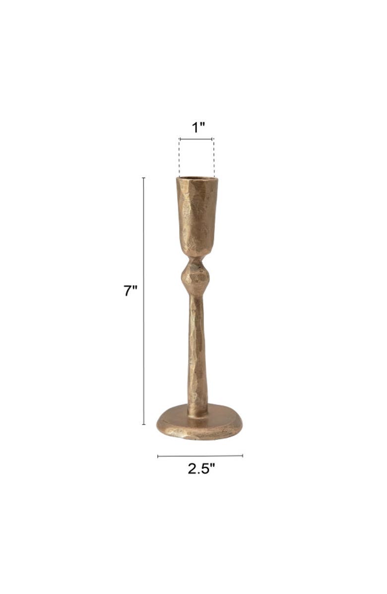 Storied Home Tall Hand-Forged Metal Taper Holder, Antique Brass Finish, Alternate, color, Brass