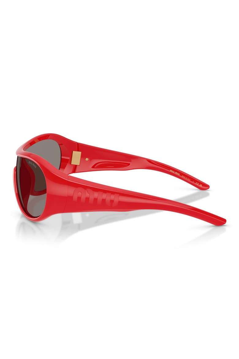 Runway Irregular Sunglasses, Alternate, color, RED / DARK GREY