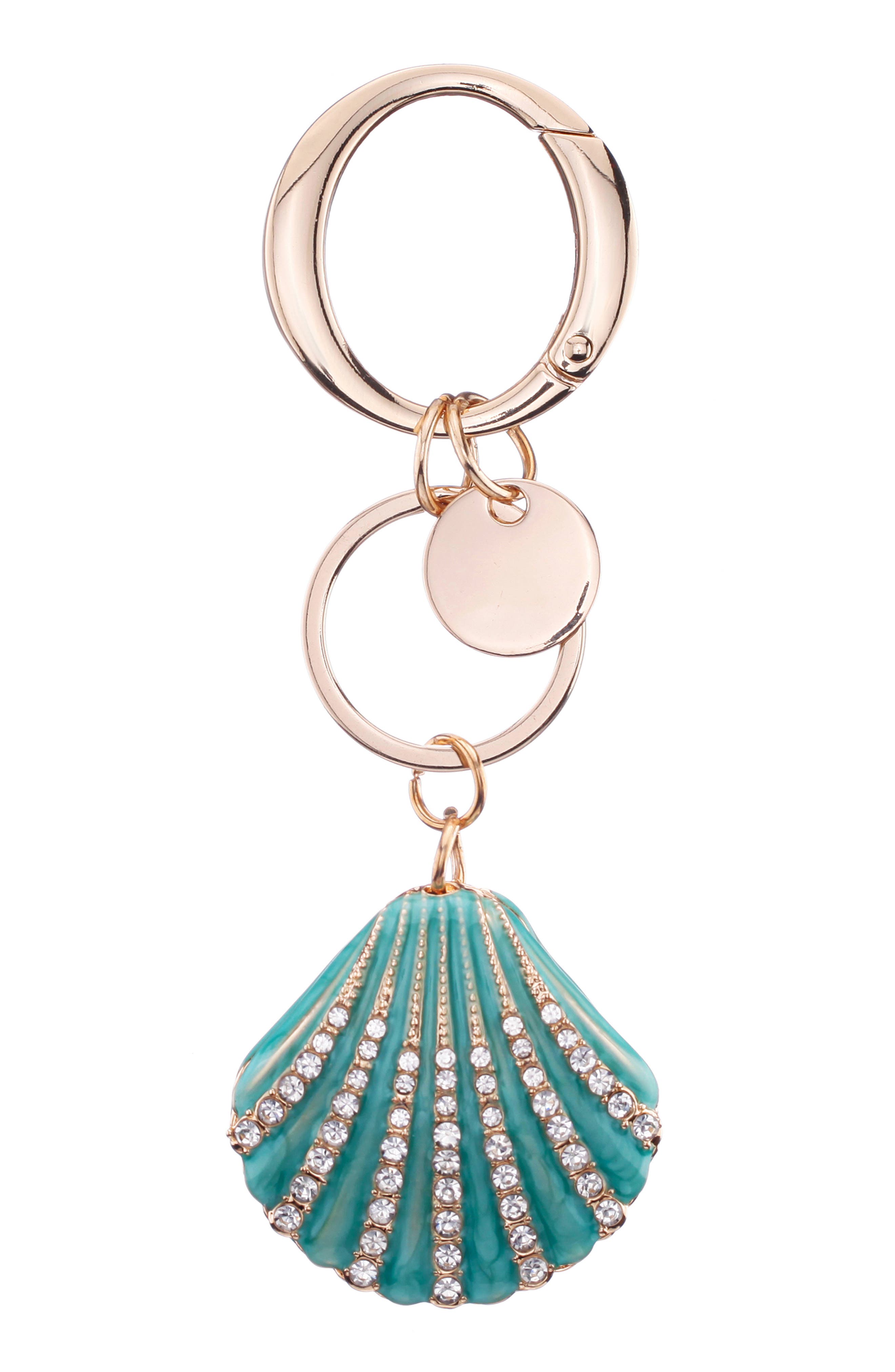 Seashell Bag Charm, Main, color, ICY BLUE