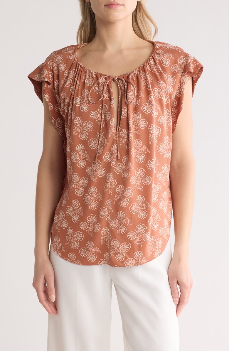 Joie Gwyneth Floral Drawstring Neck Top, Main, color,