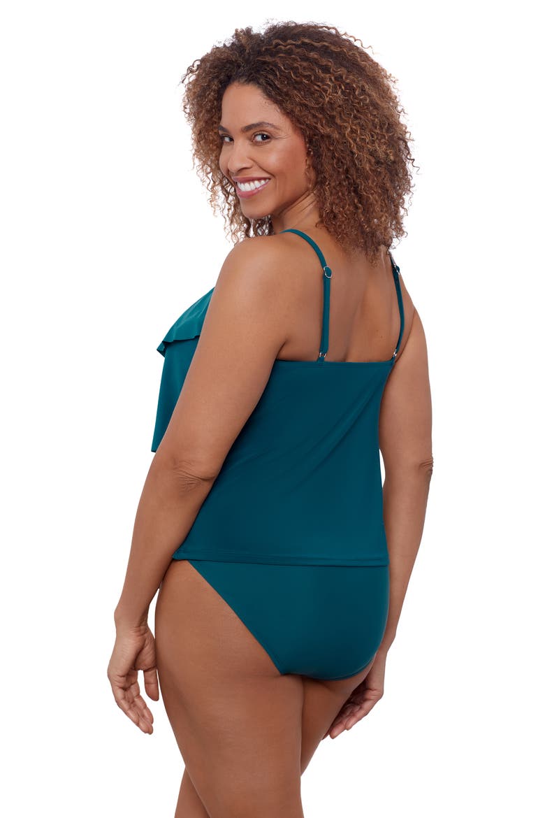 Triple Ruffle Tier Adjustable Tankini Swimsuit Top, Alternate, color, Lagoon