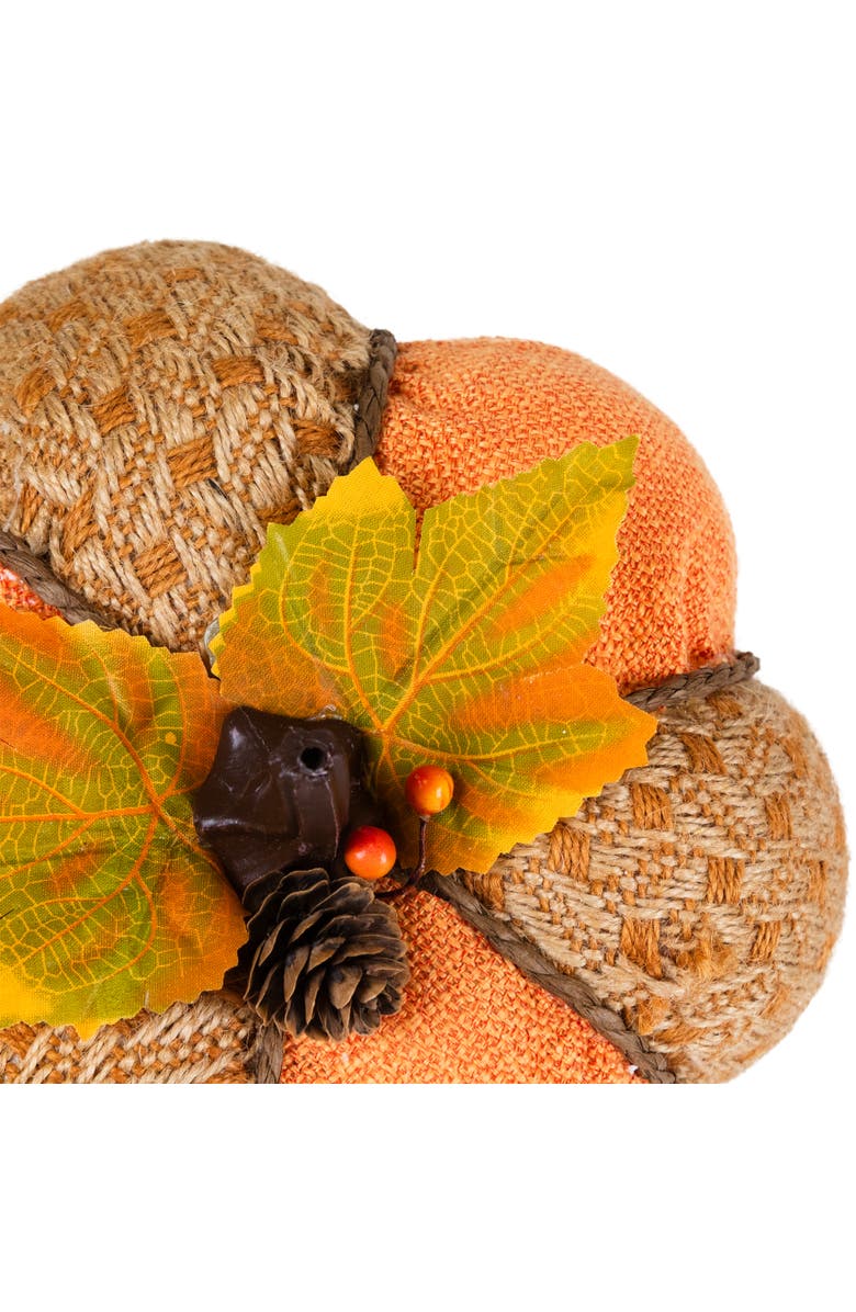 Northlight Woven Jute and Burlap Fall Harvest Pumpkin with Pinecone - 8.5" - Orange and Brown, Alternate, color, Orange
