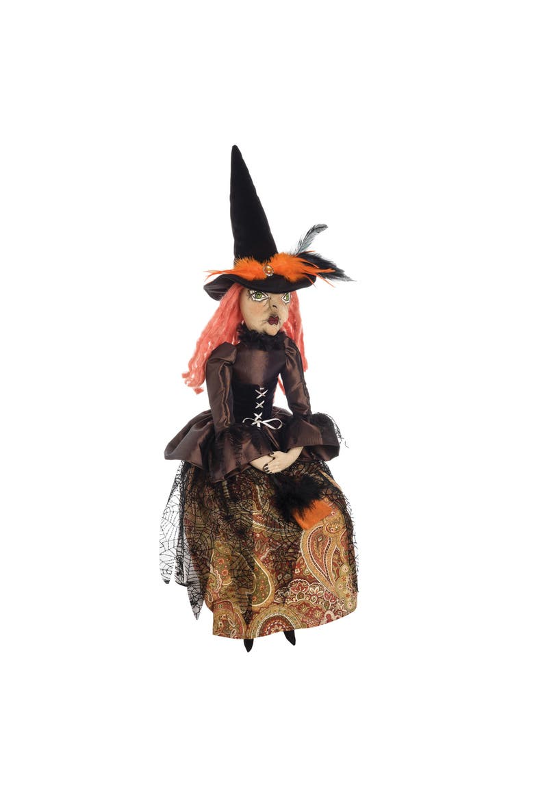 Elfreda Witch Halloween Joe Spencer Gathered Traditions Figurine, Alternate, color, Brown