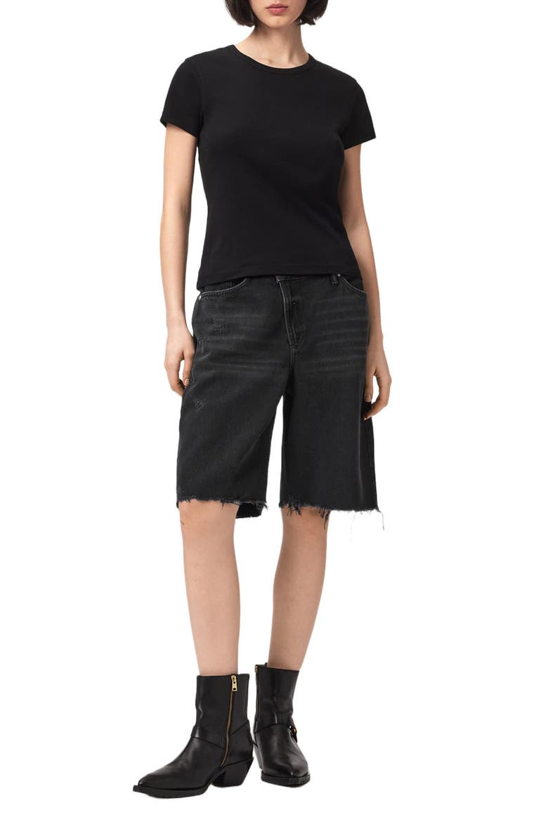 Aki Crossover Denim Shorts, Alternate, color, WASHED BLACK