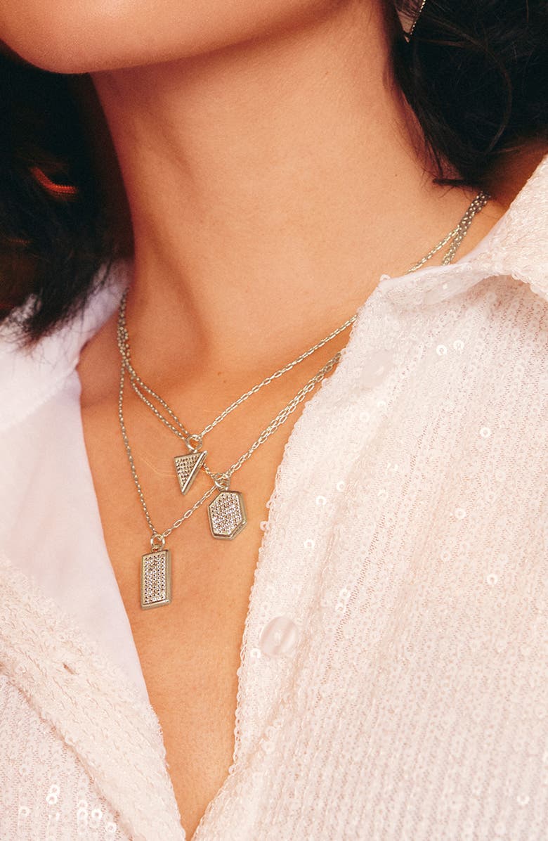 Sterling Forever Verity CZ Pavé Pendant Necklace, Alternate, color, 