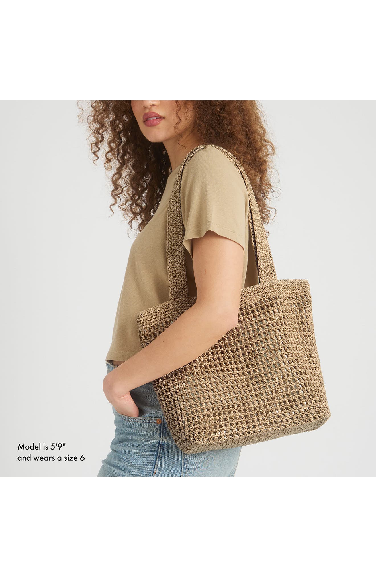 Casual Classics Crochet Tote, Alternate, color, BAMBOO