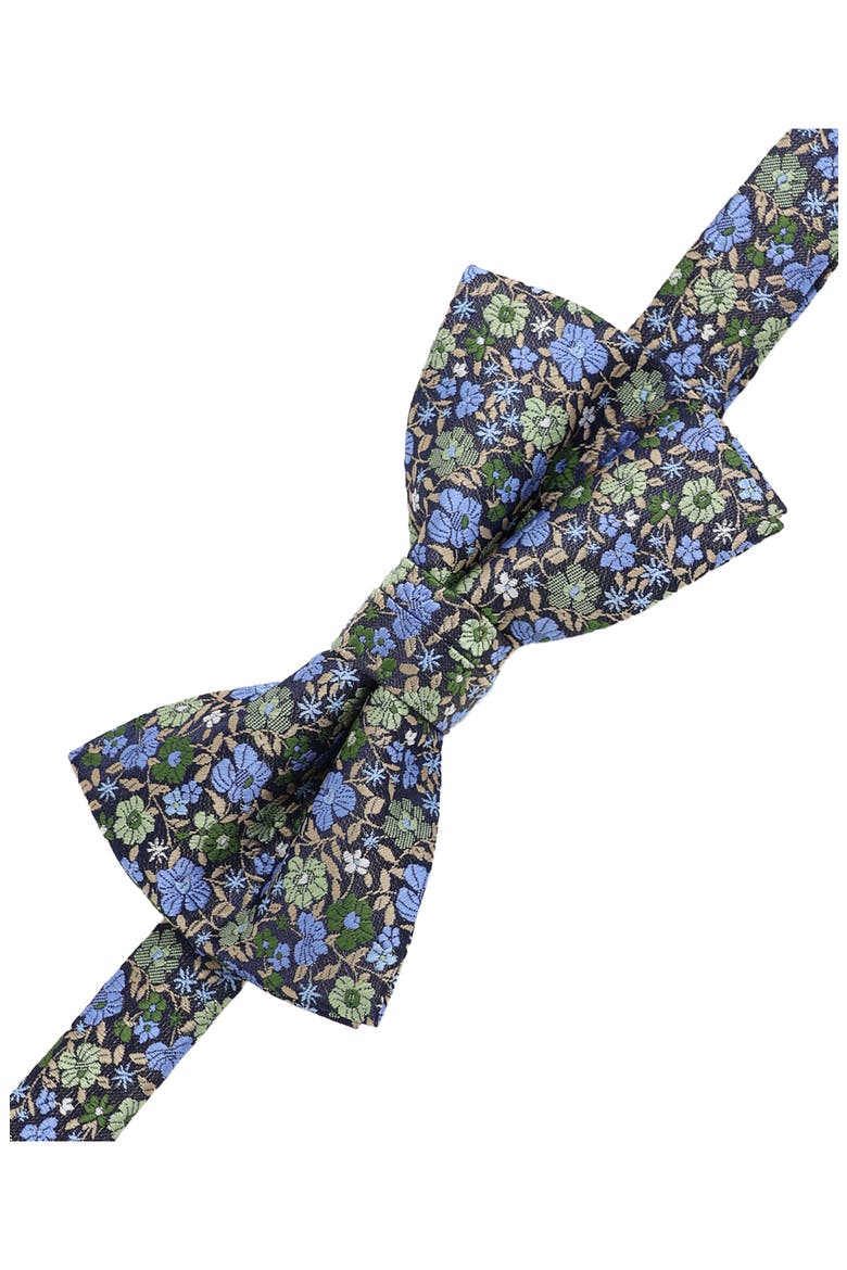 Floral Bow Tie & Lapel Pin Set, Alternate, color, NAVY/ GREEN