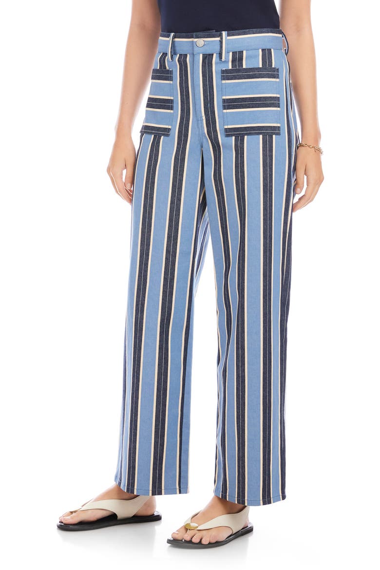 Lynny Stripe Patch Pocket Wide Leg Pants, Alternate, color, BLUE/ CREAM