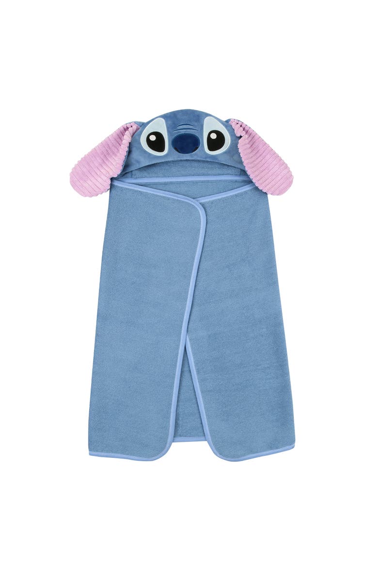 Disney Stitch Luxury Cotton Terry Hooded Baby Bath Towel, Alternate, color, Blue