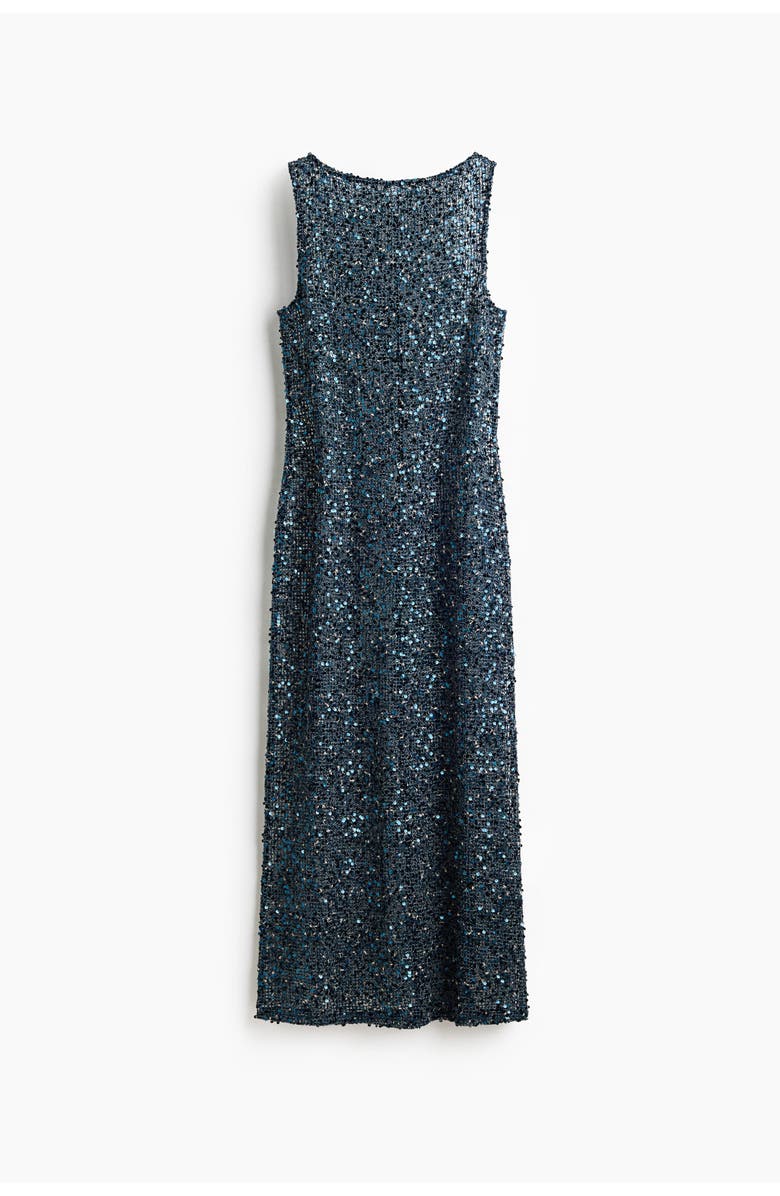 H&M Sequined Net Dress, Alternate, color, Dark Turquoise