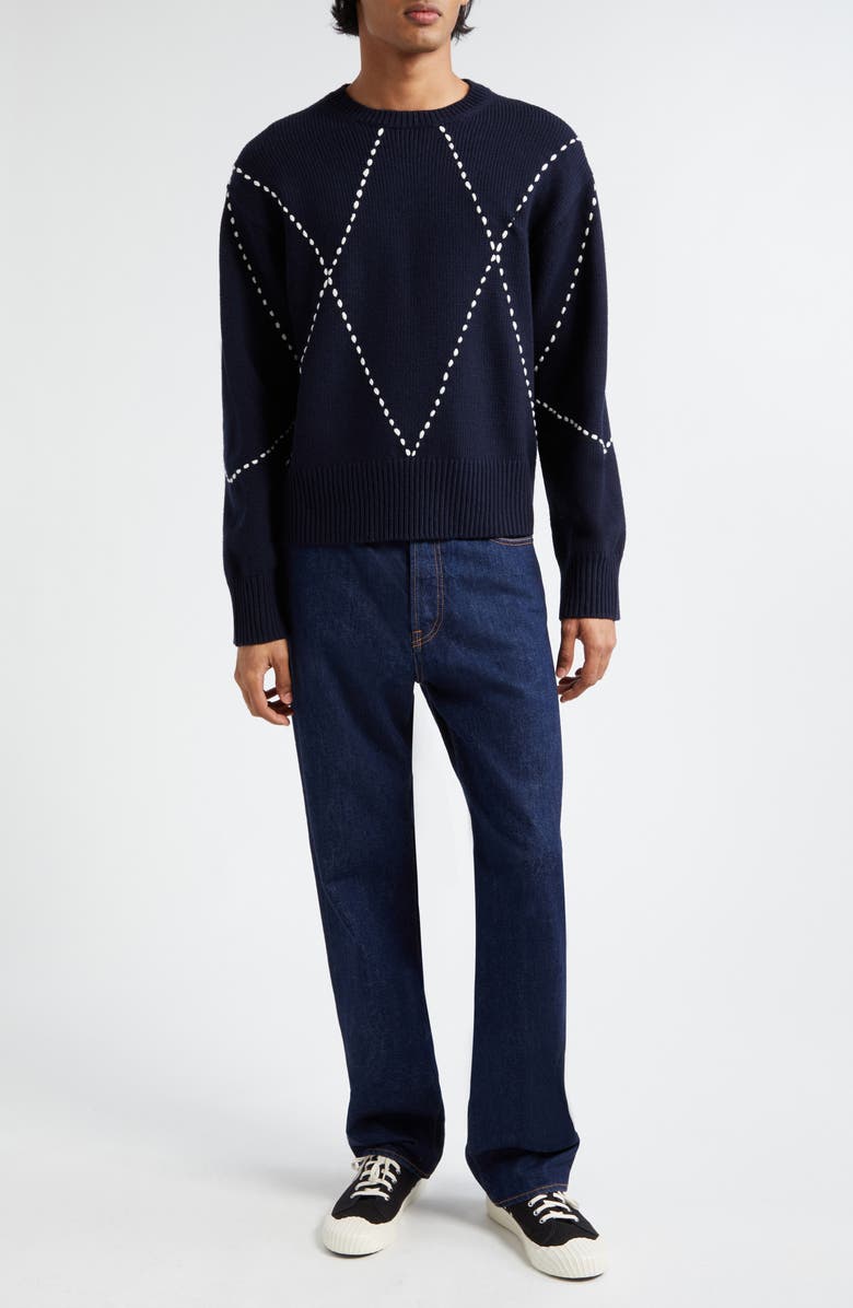 KENZO Sashiko Stitch Wool Blend Crewneck Sweater, Alternate, color,