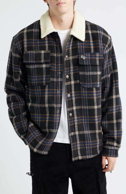 Richmond Check Faux Shearling Shirt Jacket