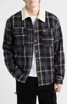 CRIMINAL DAMAGE Richmond Check Faux Shearling Shirt Jacket
