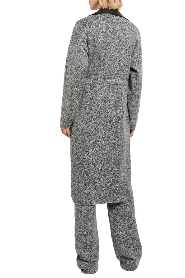 Tweed Mixed Media Belted Sweater Coat, Alternate, color, BLACK/NEW IVORY