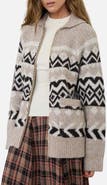 Blu Pepper Geometric Jacquard Zip Cardigan