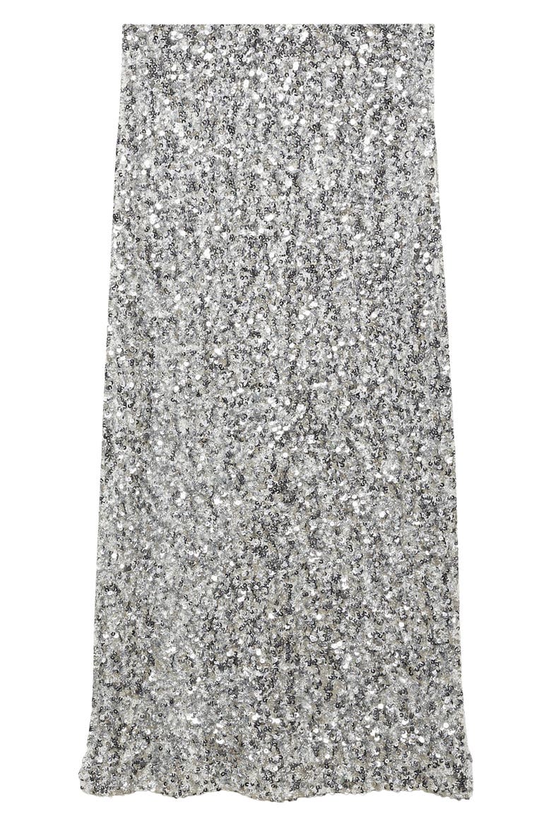 Sequin Midi Skirt, Alternate, color, SILVER