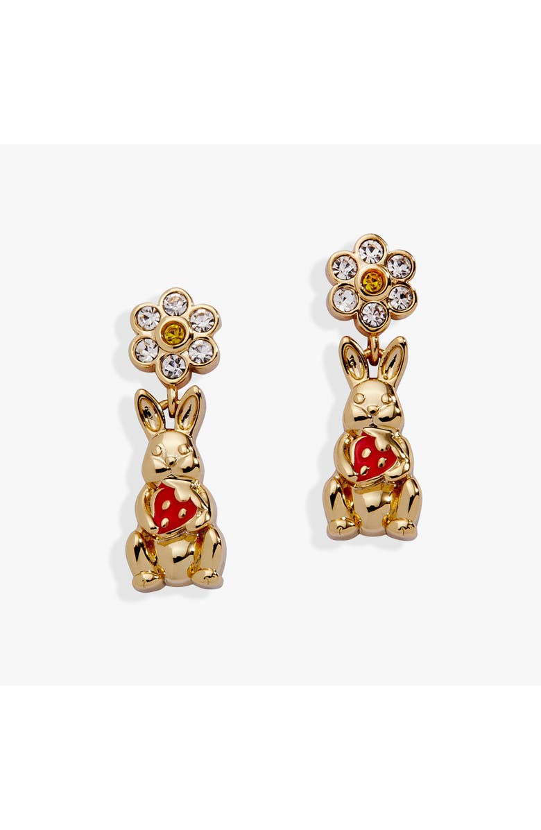 Alex and Ani Bunny Drop Earrings, Main, color, Gold